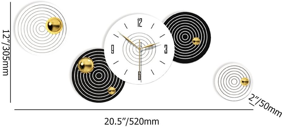 HMR - 20.5" Modern 3D Round Black & White Wall Clock