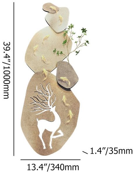 HMR - Japandi 3D Deer LED Light Wall Decorative Painting Creative Living Room Decor
