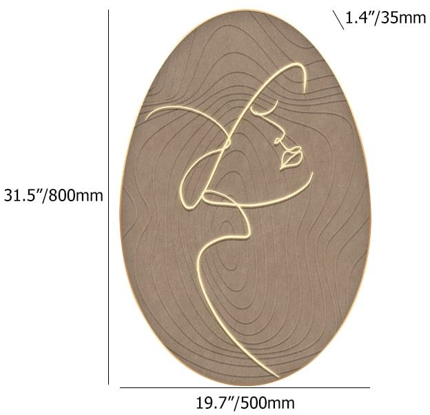 HMR - 31.5" Oval LED Abstract Wall Art Modern Woman Face Sculpture Decor Living Room Bedroom