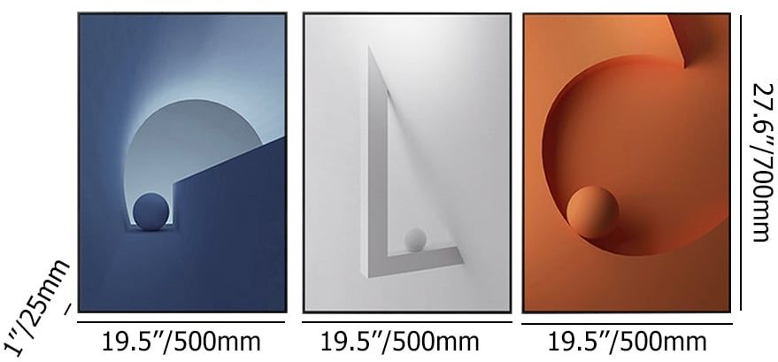 HMR - 28" 3-Pieces Modern Wall Decor Living Room Abstract Art Canvas Print with Metal Frame