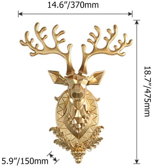 HMR - Creative Gold Lucky Deer Animals Head Wall Sculptures Wall Decorations