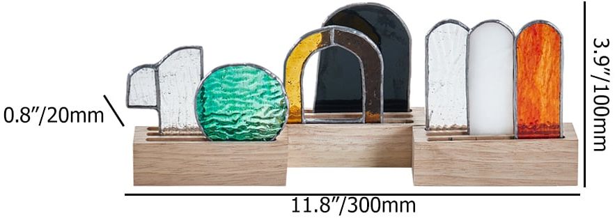 HMR - 3 Pieces Resurrection Stained Glass Sculpture Ornament Decor Art Set with Wooden Base