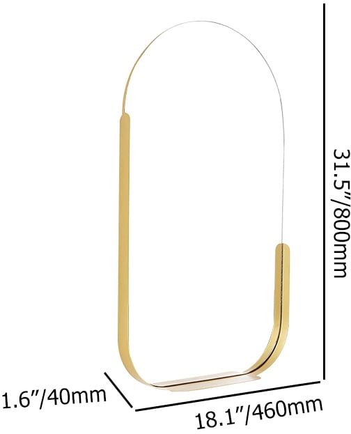HMR - 31.5" Modern Arch Gold Wall Mirror Decor with Storage Shelf Rack Living Room Bedroom