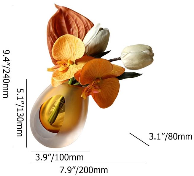 HMR - Orange Artificial Flower Arrangement in Vase Clear Glass Bottle Table Fake Flower Decor