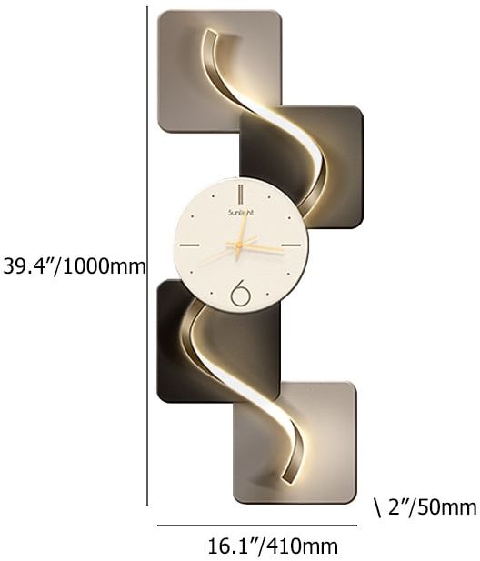 HMR - 39.4" Large Silent Wall Clock Light Modern Abstract Geometric Decor Art Living Room