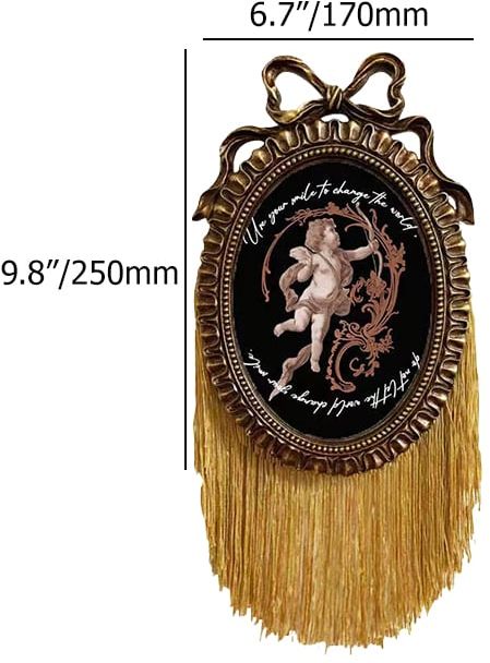 HMR - 5" x 7" Retro Gold Distressed Engraved Picture Frame Tassel Wall-mounted Photo Frame