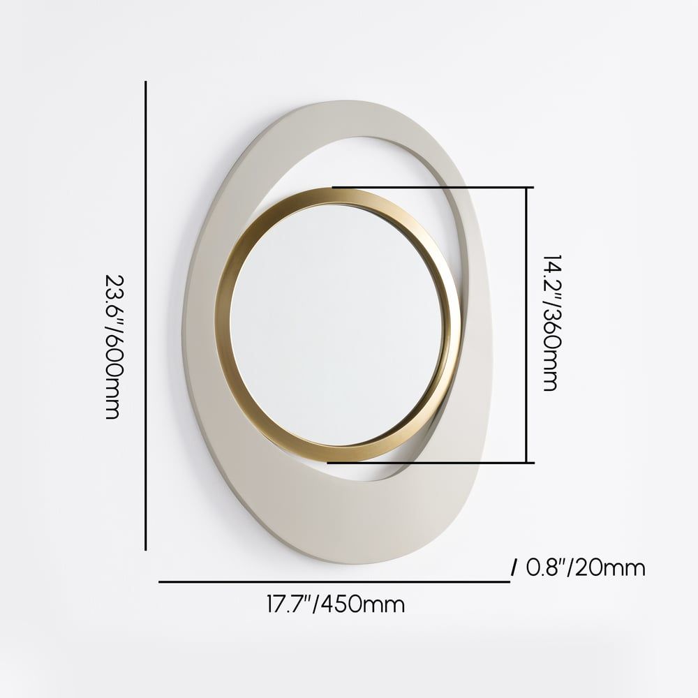 HMR - Modern 4-Piece 23.6" Large White & Gold Abstract Geometry Wall Mirror Decor Living Room