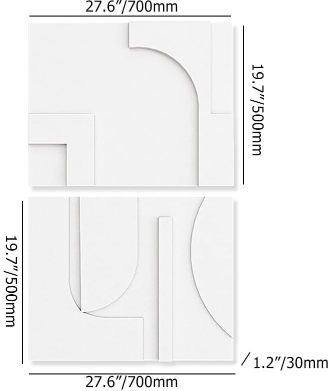 HMR 2 Pieces Japandi Abstract Wood Wall Decor for Living Room 3D Hanging Art - White, 27.6"W x 1.2"D x 19.7"H