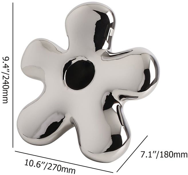 HMR - Modern Silver Ceramic Flower Shape Table Vase Home Decorative Object Art for Living Room