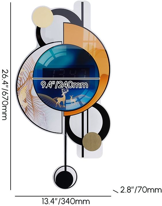 HMR - 26.4"LED Silent Wall Clock Multi-function Display Voice-Activated Wall Clock