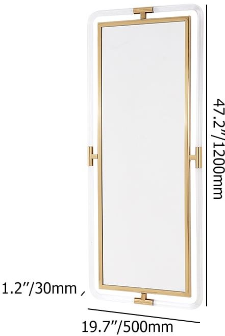 HMR - 47.2"Modern Gold Full Length Large Long Wall Mirror Decor Acrylic & Metal Frame