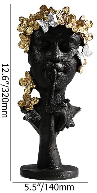 HMR - Black & Gold Thinker Sculpture Statue Resin Romantic Silence Desktop Ornament