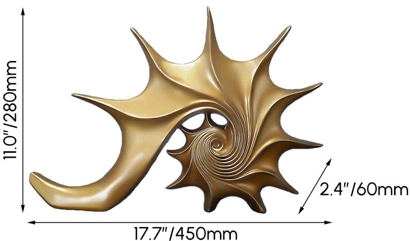 HMR - 15.9" Gold Shell Conch Sculpture Decor Art Modern Resin Figurine Statue Living Room