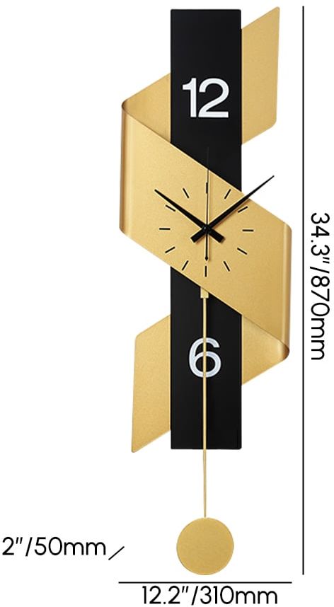 HMR - 34.3" Modern Geometric Gold & Black Digital Wall Clock Oversized Wall Decor For Living R