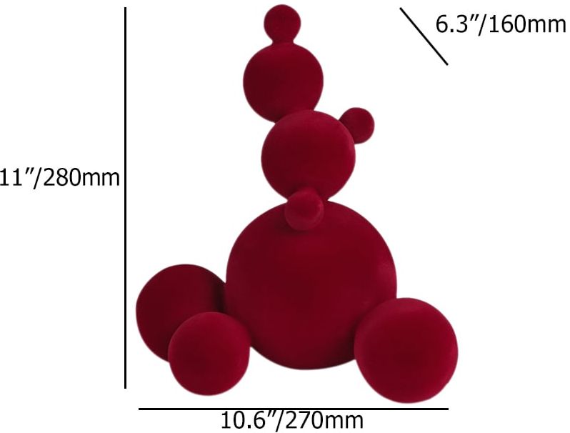 HMR - Abstract Accumulate Snowballs Snowman Sculpture Art Modern Resin Flocking Decor Wine Red