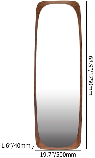 HMR - Mid-Century Rectangle Full Length Floor Mirror Wood Frame 69"x 20" Leaning Mirror Walnut