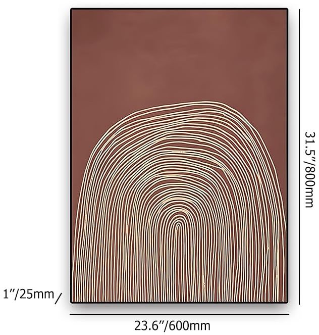HMR - Modern Wall Decor for Living Room Bedroom Abstract Geometric Print Art in Red & Gold