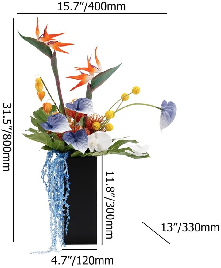 HMR - Modern Iris Artificial Flowers Arrangement in Vase Black Acrylic Vase Fake Flower Decor