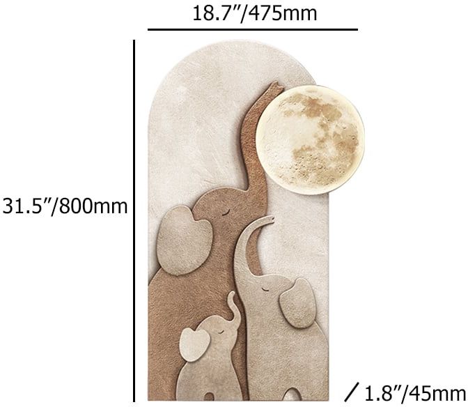 HMR - 31.5" Arched LED 3D Acrylic Elephant Moon Wall Sculpture Art Decor Living Room Bedroom