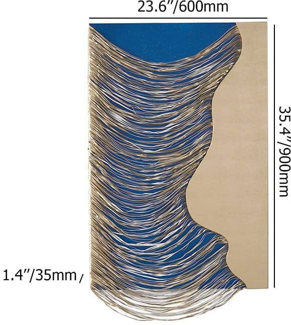 HMR 3D Modern Geometric Abstract Wood Wall Decor Art for Living Room Bedroom - Blue & Gold