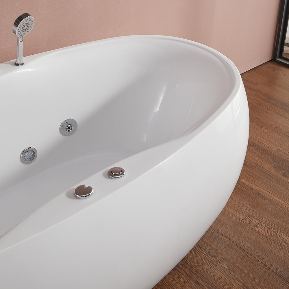 HMR - Acrylic Oval Whirlpool Water Massage in 71"L, White