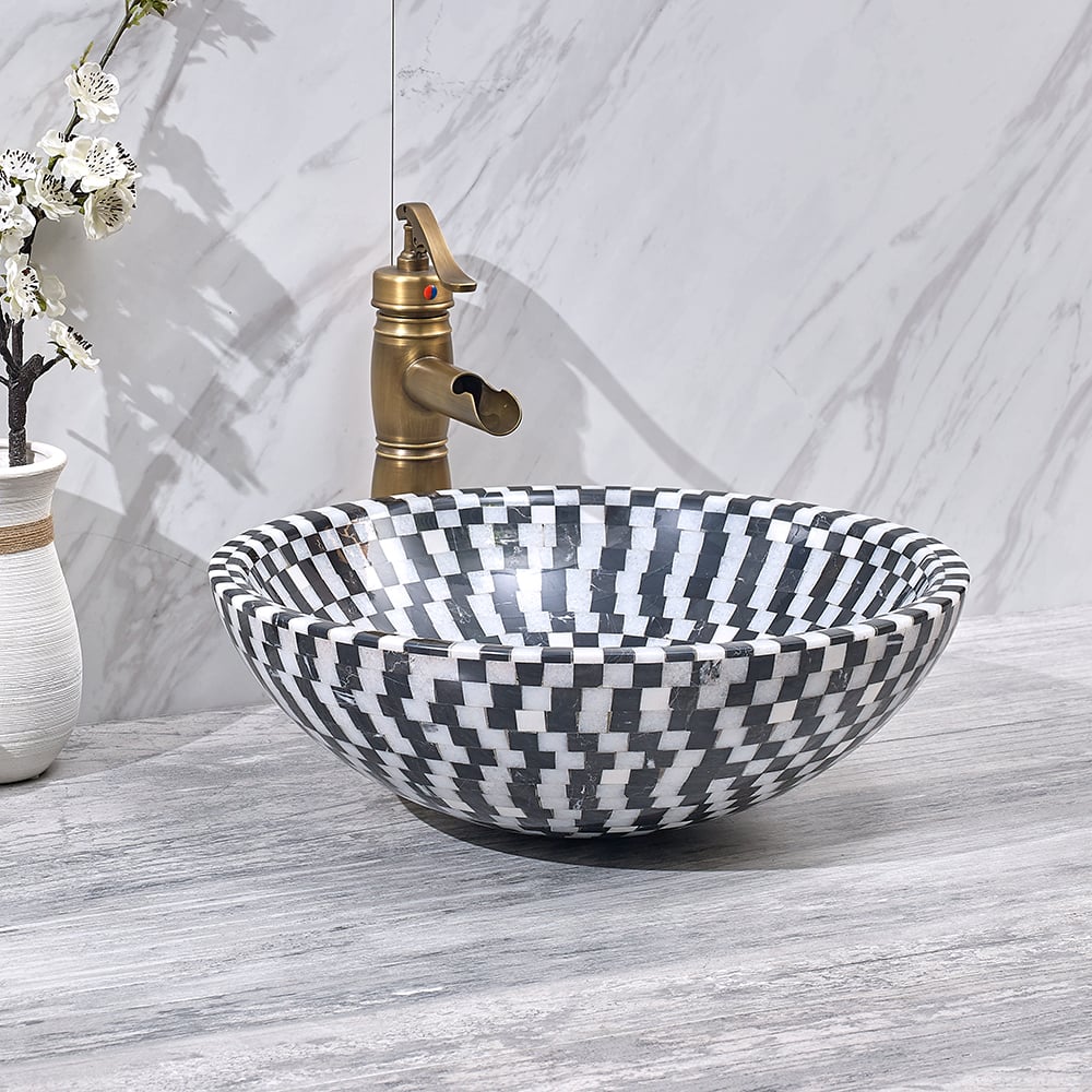 HMR - Bathroom Bowl Shape Mosaic Design in Natural Stone