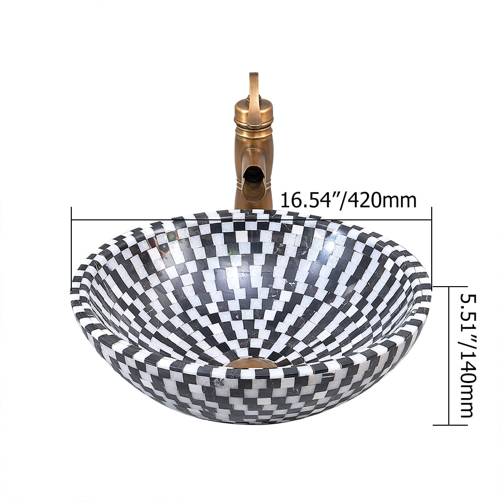 HMR - Bathroom Bowl Shape Mosaic Design in Natural Stone