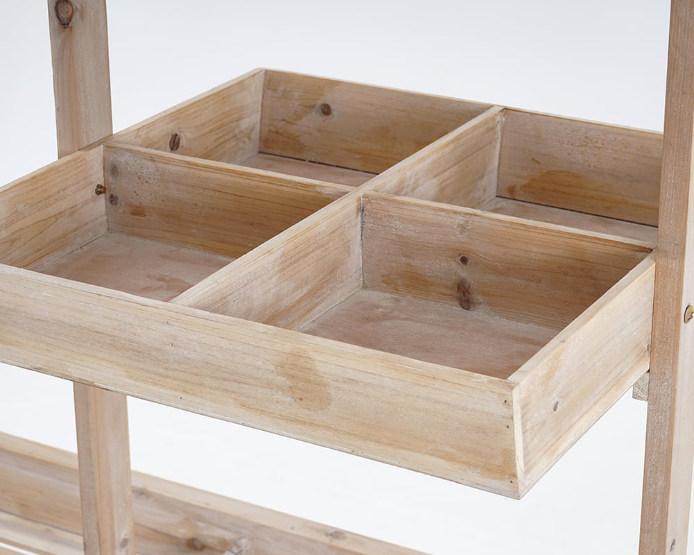 HMR - Solid Wood Garden Cart Display Bench in Natural
