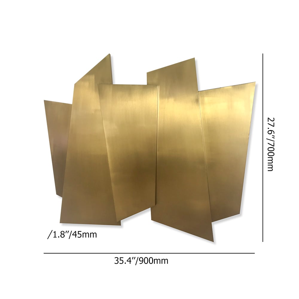 HMR - 35.4" Luxury Irregular Stainless Steel Wall Decor Geometric Art in Gold for Living Room