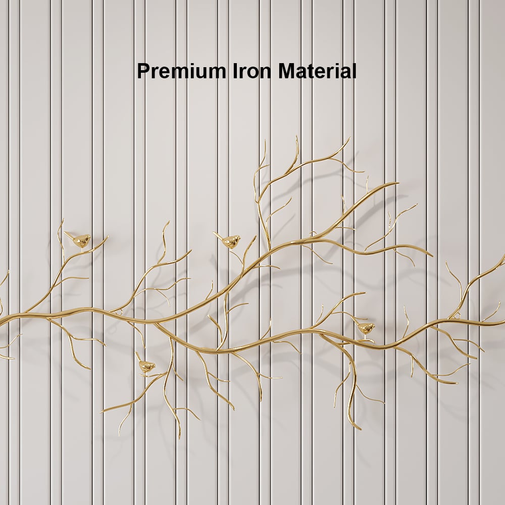 HMR - Luxury Creative Metal Branch & Birds Wall Decor Home Art in Gold in Living Room