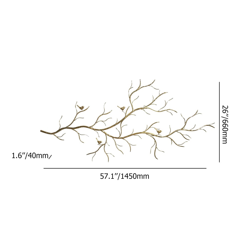 HMR - Luxury Creative Metal Branch & Birds Wall Decor Home Art in Gold in Living Room