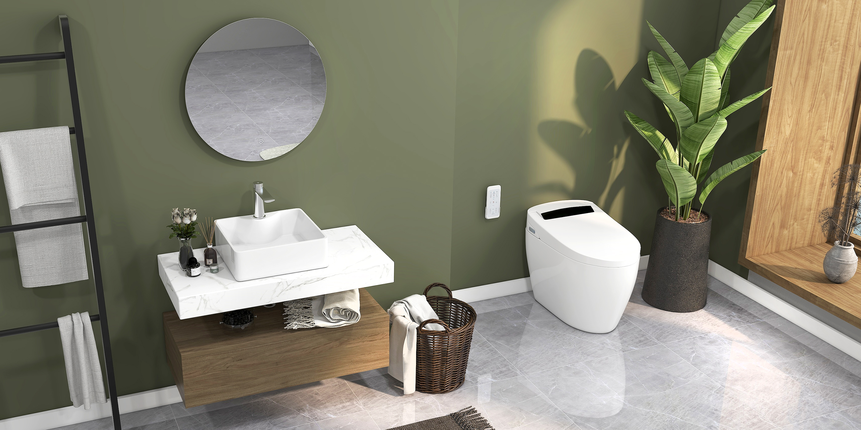 HMR - 24" Frameless Round LED Bathroom Vanity Mirror Acrylic Anti-Fog Wall Mirror