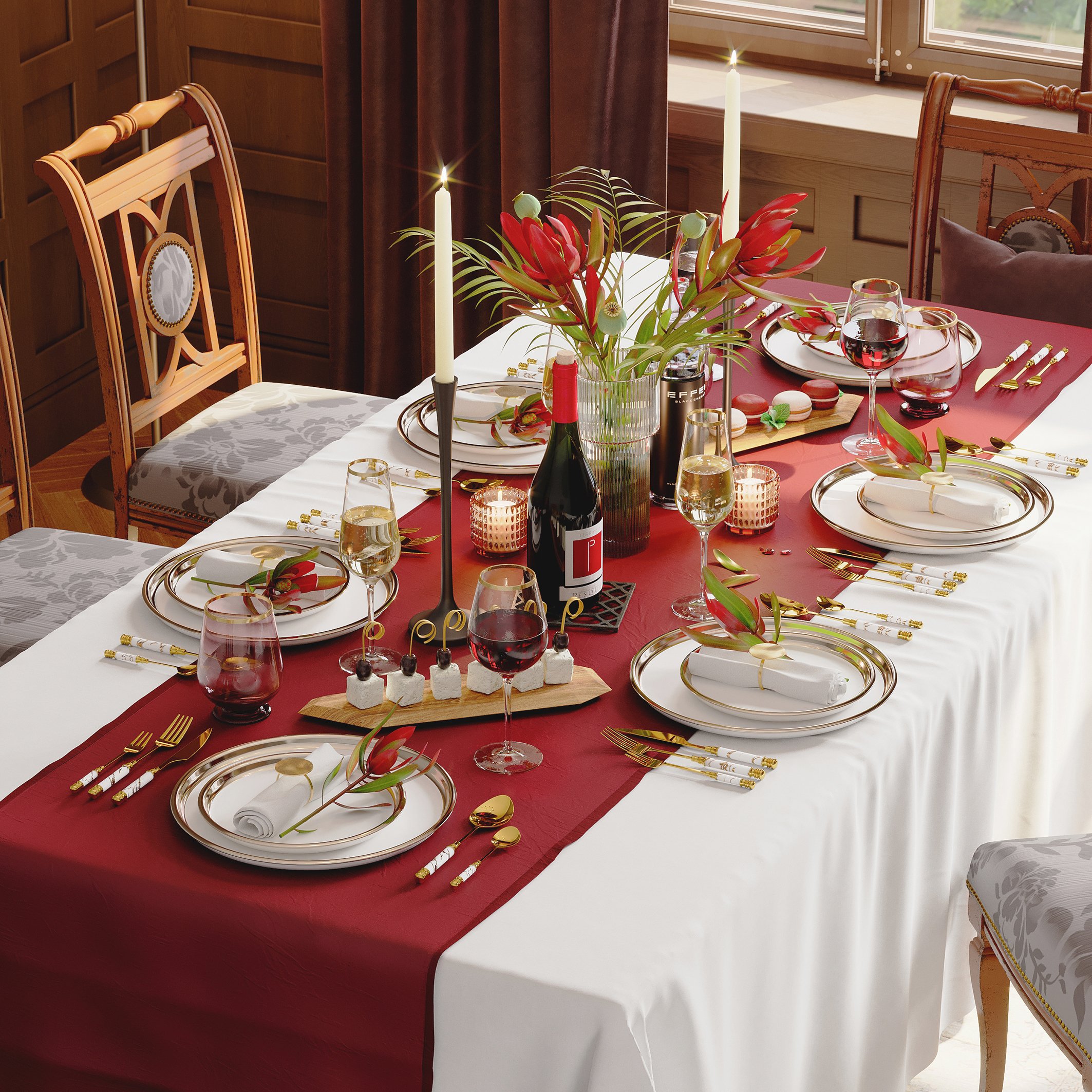 HMR - 60 Pieces Stainless Steel Flatware Set with Ceramic Coated Handle, Service for 12