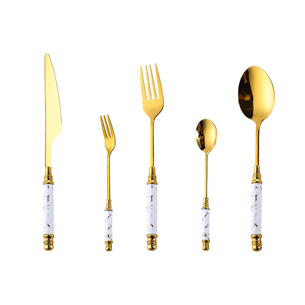 HMR - 60 Pieces Stainless Steel Flatware Set with Ceramic Coated Handle, Service for 12
