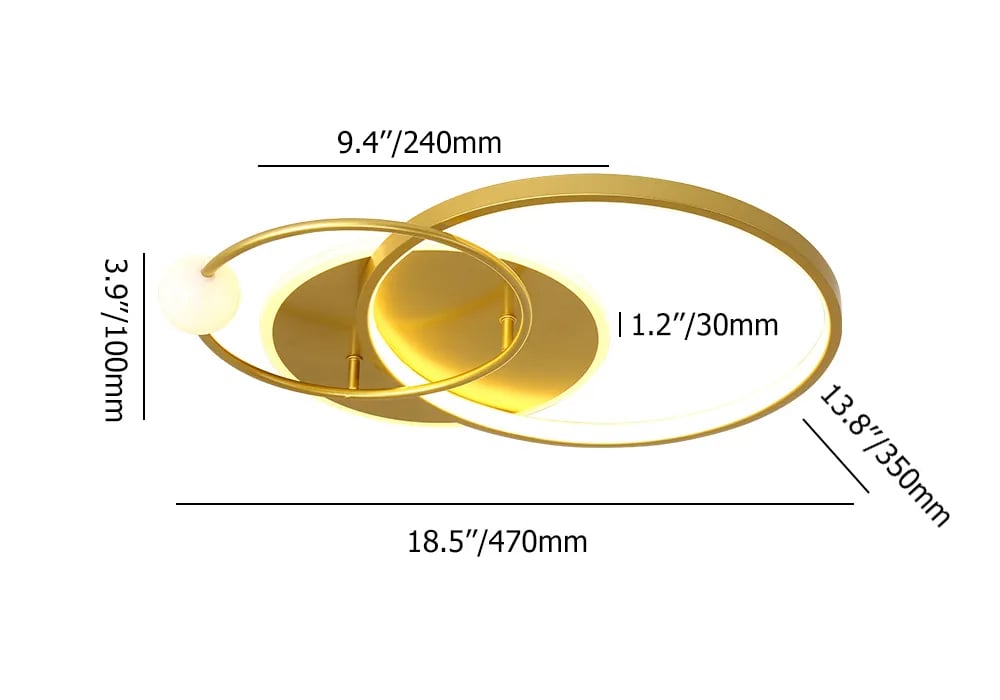 HMR - Gold LED Flush Mount Light Multi-Circle Ceiling Light with Globe
