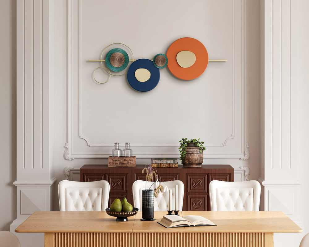 HMR - Modern Metal Wall Decor Home Wall Art Orange Gold Blue Living Room