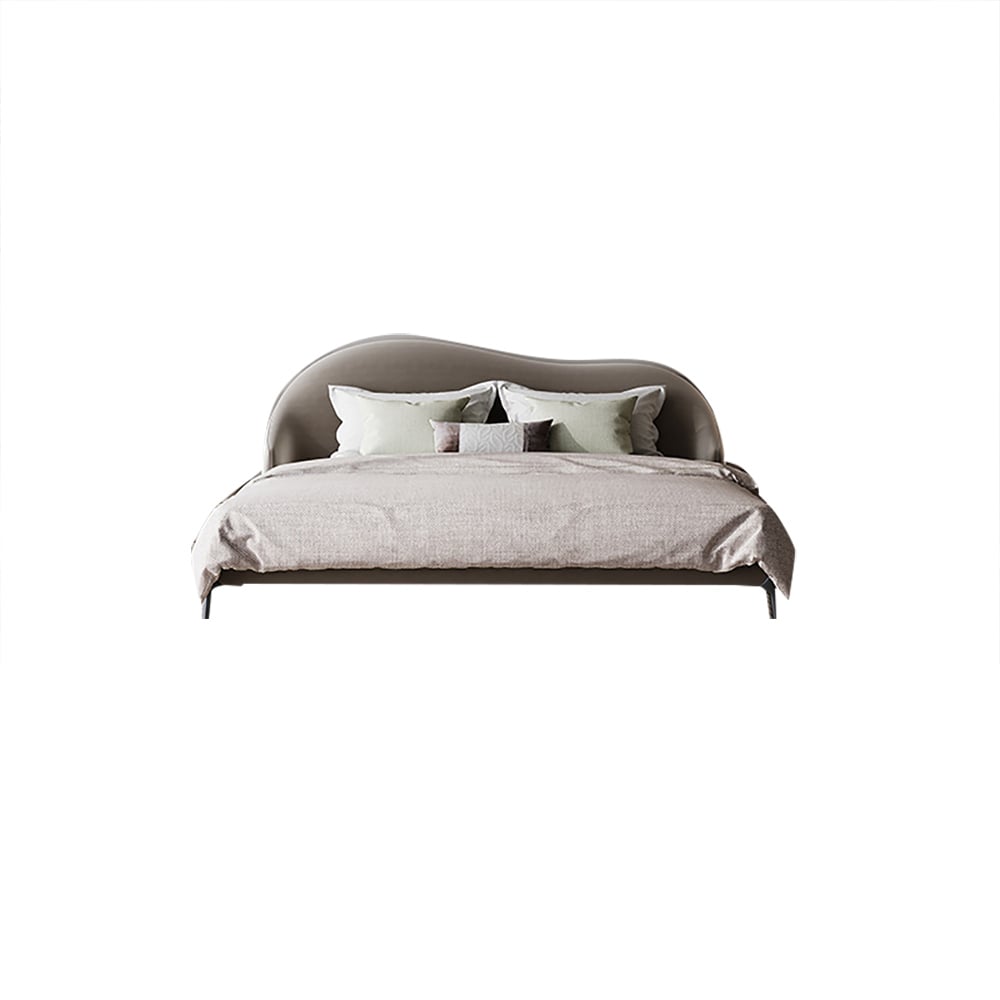 HMR - Queen Size Velvet Upholstered Bed Frame with Low Profile Wingback