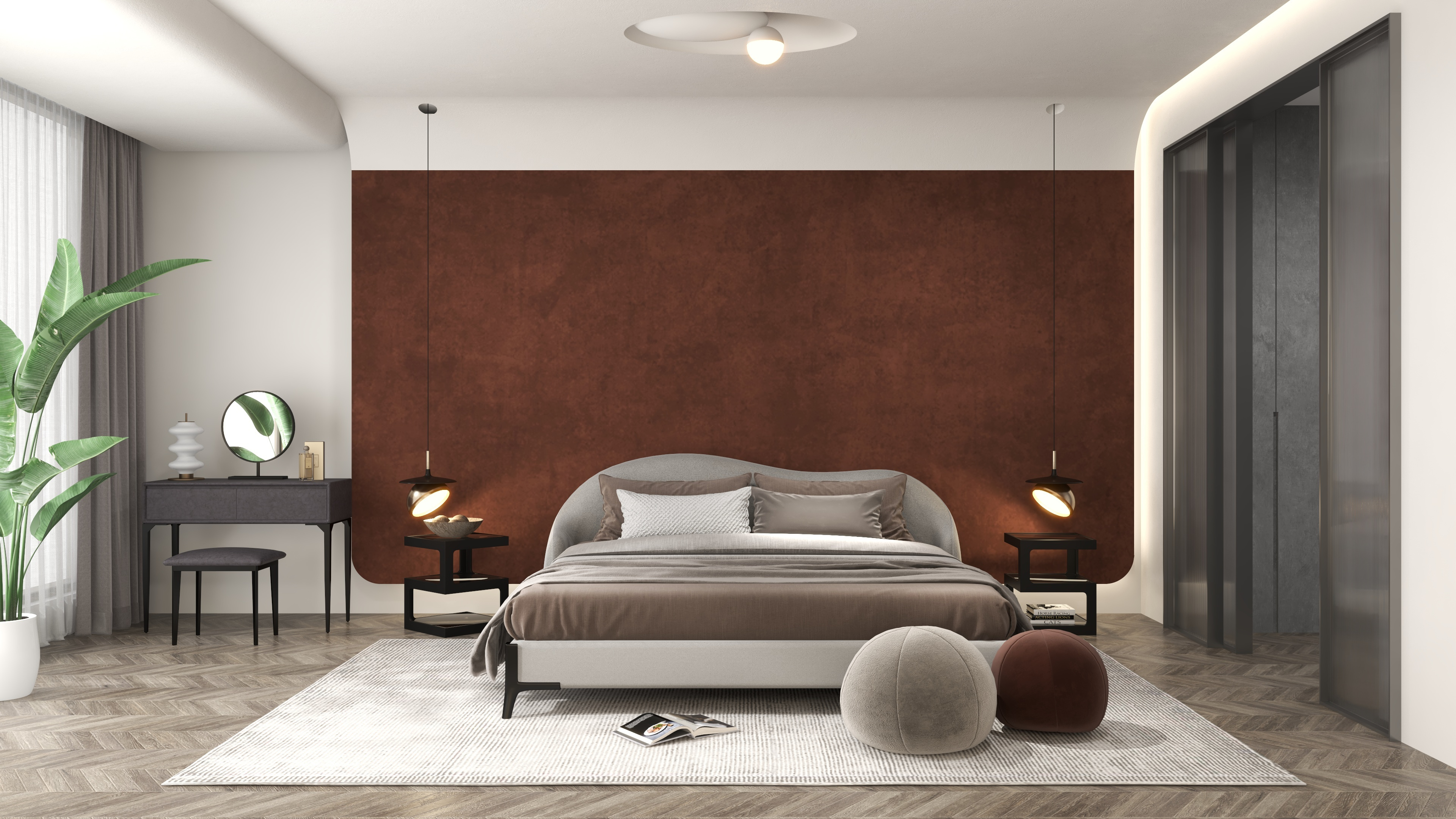 HMR - Queen Size Velvet Upholstered Bed Frame with Low Profile Wingback
