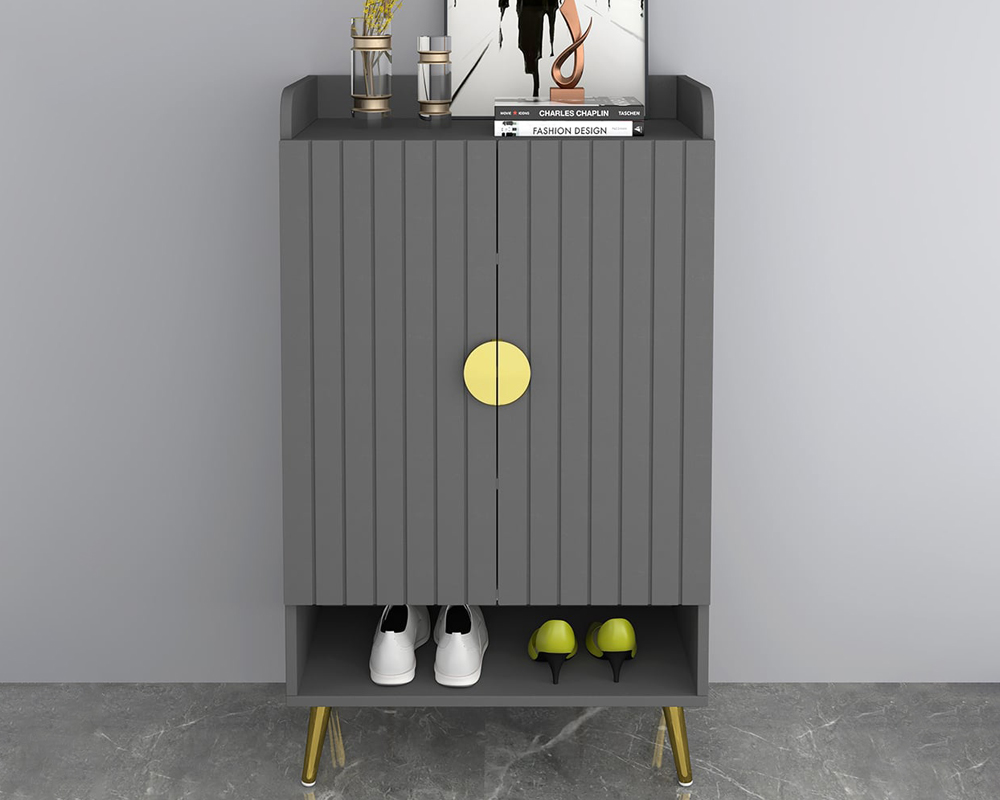 HMR Yellar Nordic Entryway Shoe Cabinet with Doors & Open Shelves - Gray, 23.6" (5 Shelves)