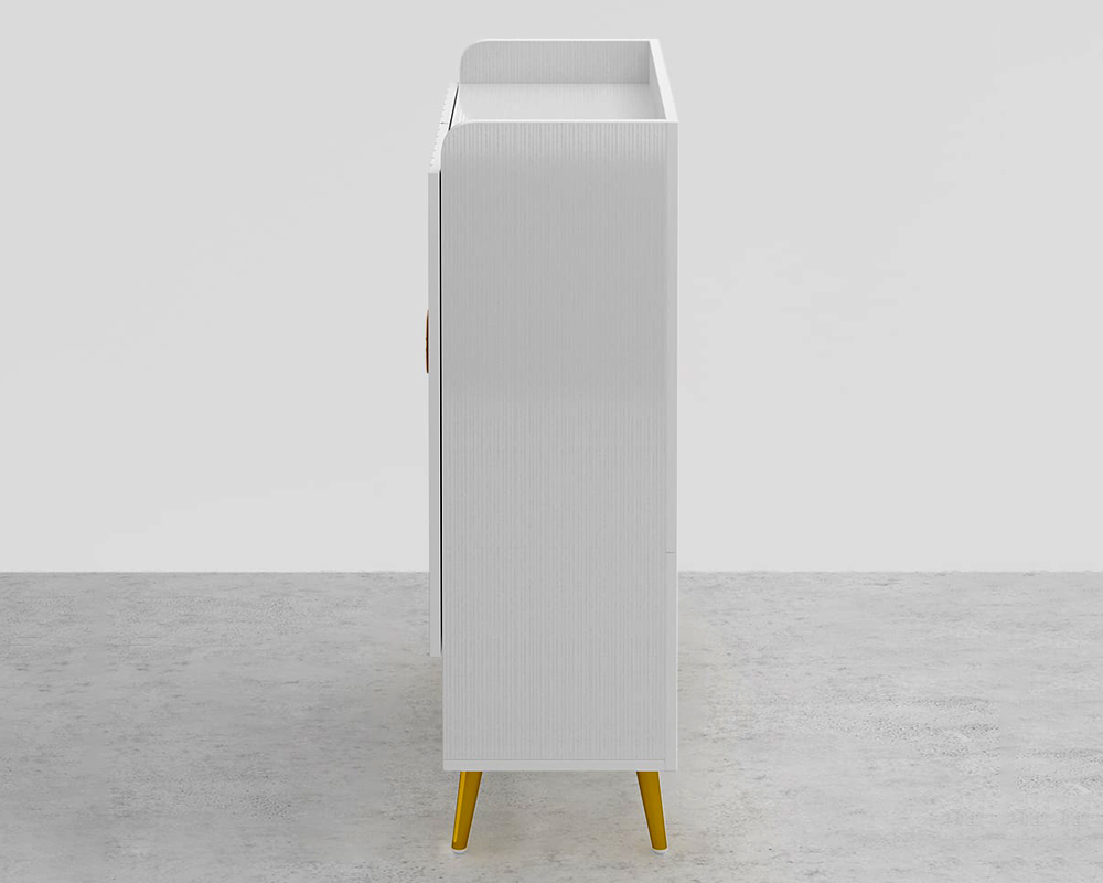 HMR Yellar Nordic Entryway Shoe Cabinet with Doors & Open Shelves - White, 23.6" (5 Shelves)
