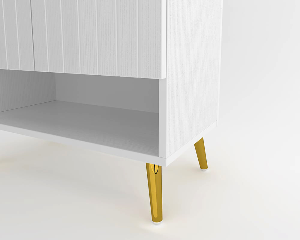 HMR Yellar Nordic Entryway Shoe Cabinet with Doors & Open Shelves - White, 23.6" (5 Shelves)