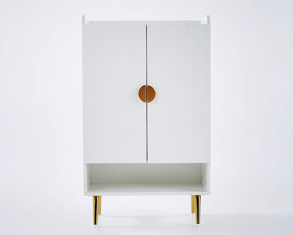 HMR Yellar Nordic Entryway Shoe Cabinet with Doors & Open Shelves - White, 23.6" (5 Shelves)