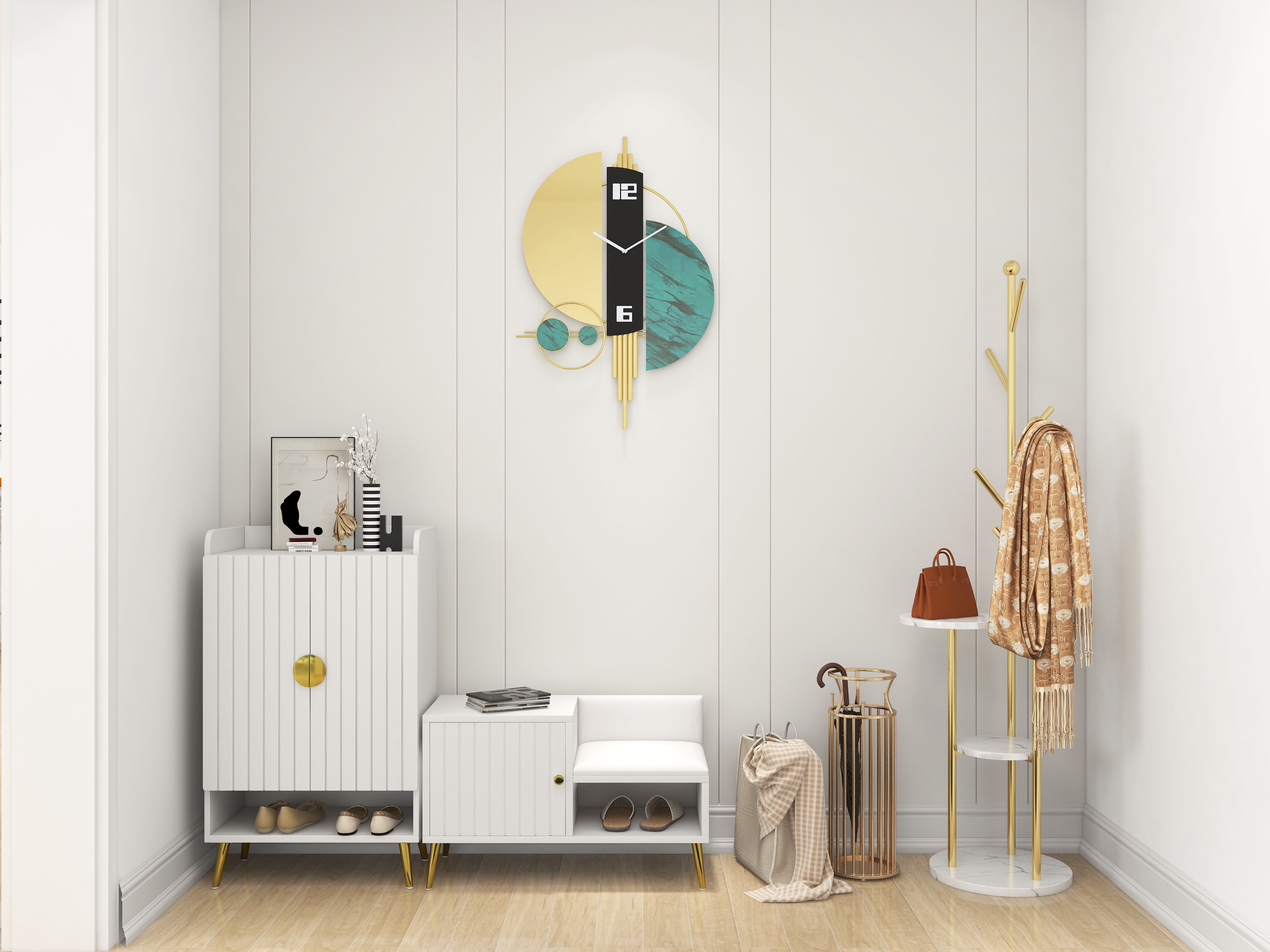 HMR Yellar Nordic Entryway Shoe Cabinet with Doors & Open Shelves - White, 23.6" (5 Shelves)