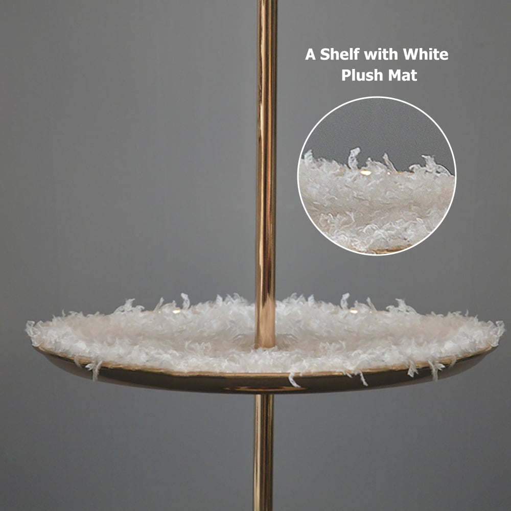 HMR Loftus Art Deco Rose Gold Floor Lamp with Feather Shade Tree Standing Lamp - Green, With Shelf