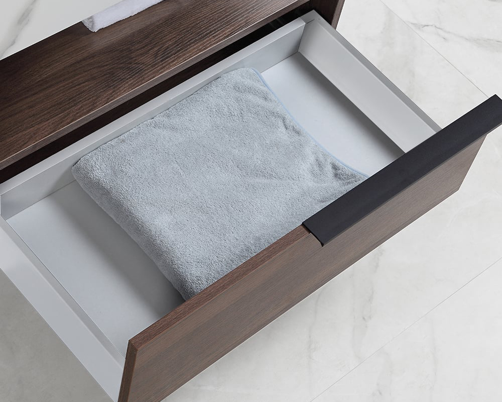 HMR Wall-Mounted Bathroom Vanity Faux Marble Top with 2 Shelves & 1 Drawer - 39"