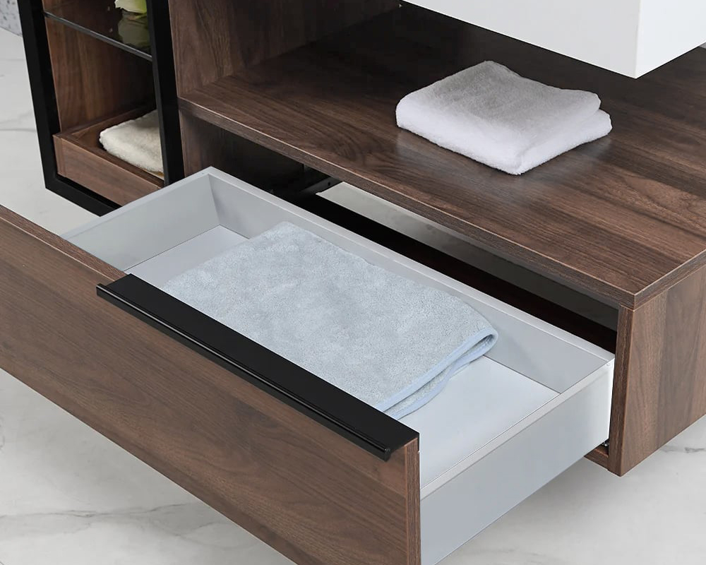 HMR Wall-Mounted Bathroom Vanity Faux Marble Top with 2 Shelves & 1 Drawer - 39"