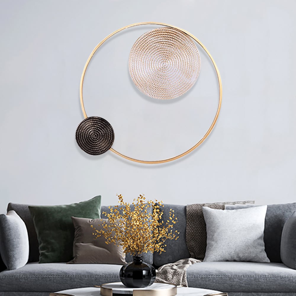 HMR - High-End Modern Vortex Background Metal White & Brown & Gold Wall Decoration Living Room