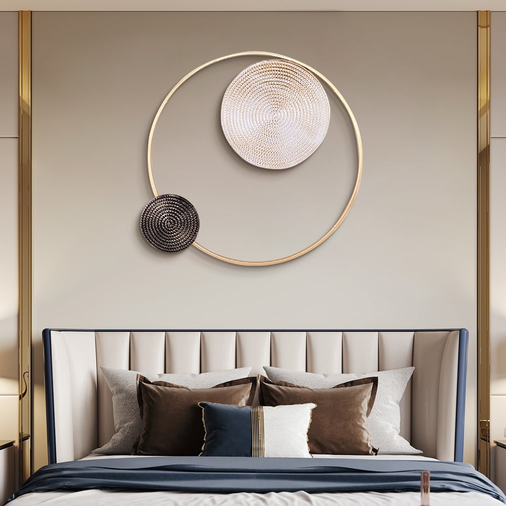 HMR - High-End Modern Vortex Background Metal White & Brown & Gold Wall Decoration Living Room