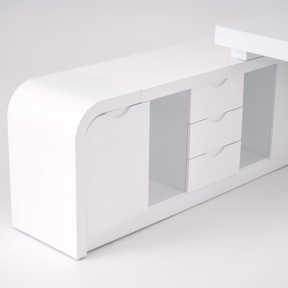 HMR Chicent L-shaped Modern Executive Desk with Ample Storage - White, 55.1"L x 63.0"W x 29.9"H, Left Hand