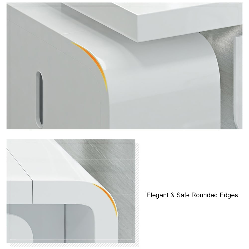 HMR Chicent L-shaped Modern Executive Desk with Ample Storage - White, 55.1"L x 63.0"W x 29.9"H, Left Hand